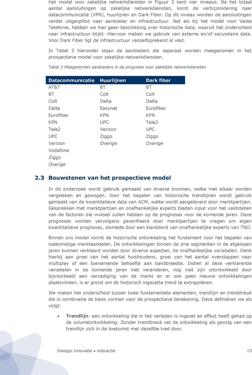 Op dit niveau worden de aansluitingen verder uitgesplitst naar aanbieder en infrastructuur.