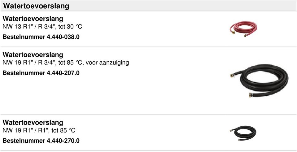 0 Watertoevoerslang NW 19 R1" / R 3/4", tot 85 C, voor