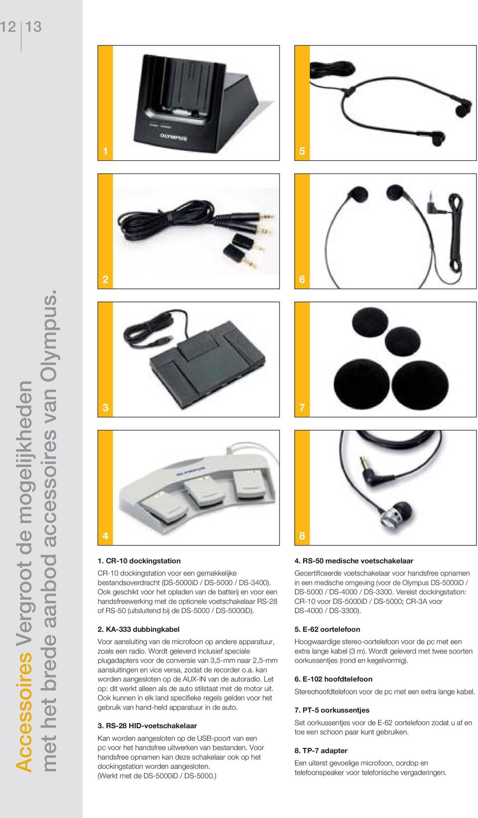 Ook geschikt voor het opladen van de batterij en voor een handsfreewerking met de optionele voetschakelaar RS-28 of RS-50 (uitsluitend bij de DS-5000 / DS-5000iD). 2.