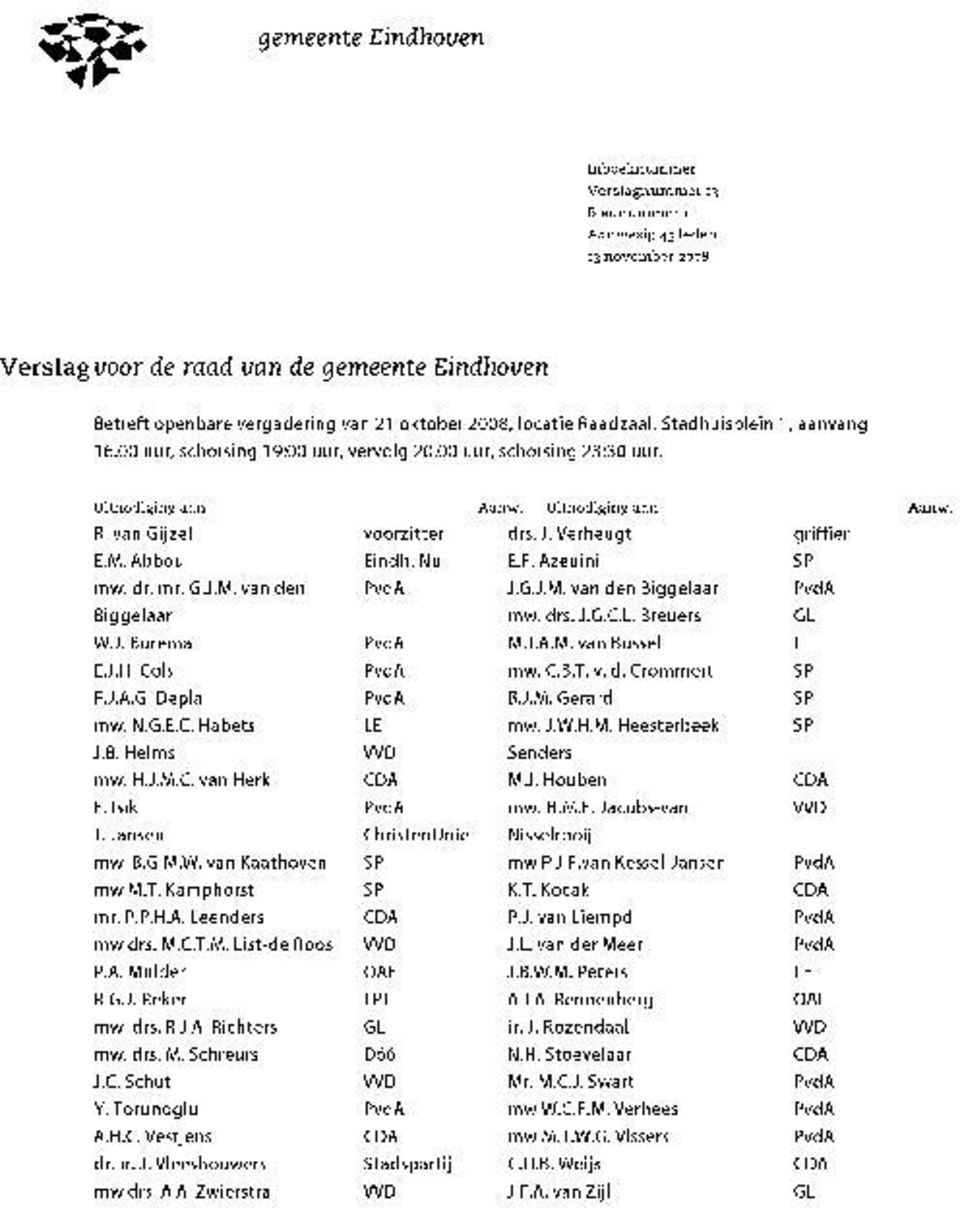 Abbou Eindh. Nu E.F. Azeuini mw. dr. mr. G.J.M. van den PvdA J.G.J.M. van den Biggelaar Big gelaar mw. drs. J.G.C.L. Breuers W.J. Burema PvdA M.J.A.M. van Bussel E.J.H. Cols PvdA mw. C.B.T. v. d. Crommert F J.