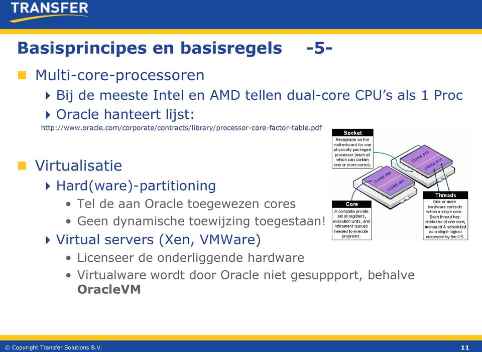 pdf Virtualisatie Hard(ware)-partitioning Tel de aan Oracle toegewezen cores Geen dynamische toewijzing toegestaan!