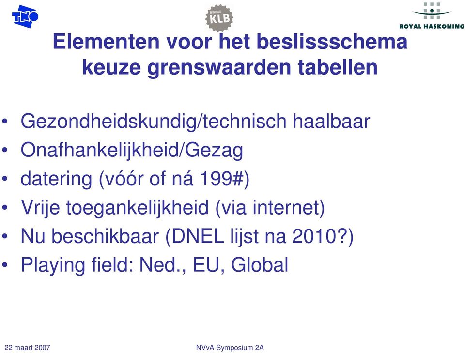 datering (vóór of ná 199#) Vrije toegankelijkheid (via