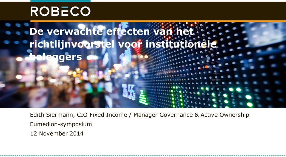 beleggers Edith Siermann, CIO Fixed Income /