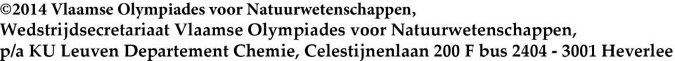 Vlaamse Olympiades voor Natuurwetenschappen, p/a