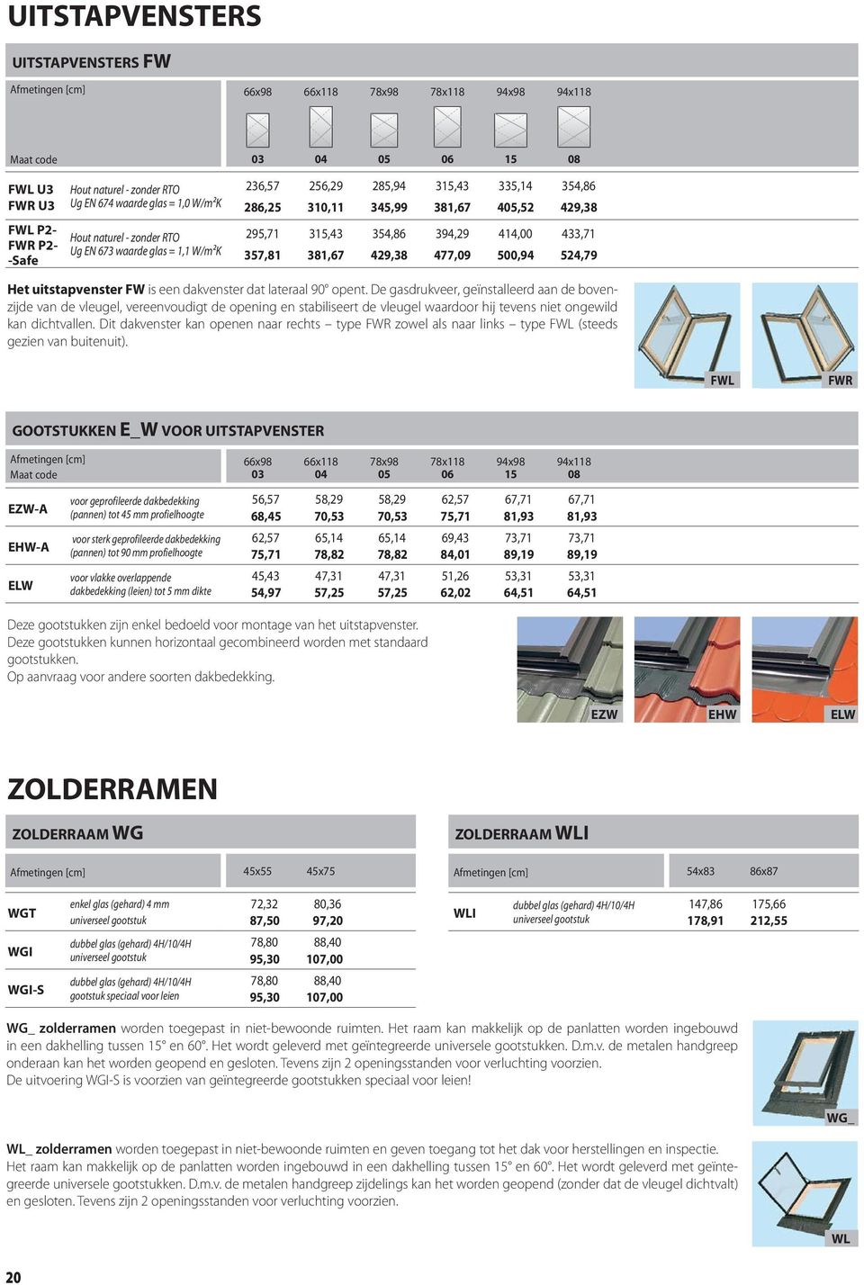 357,81 381,67 429,38 477,09 500,94 524,79 Het uitstapvenster FW is een dakvenster dat lateraal 90 opent.