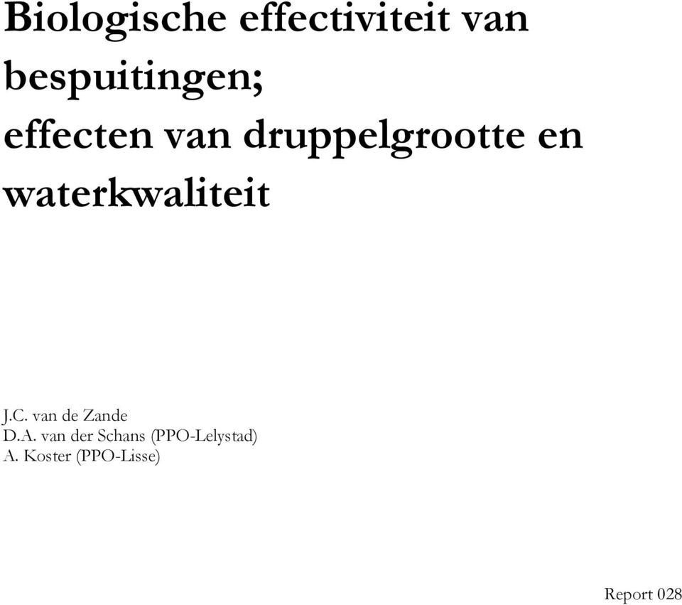 waterkwaliteit J.C. van de Zande D.A.