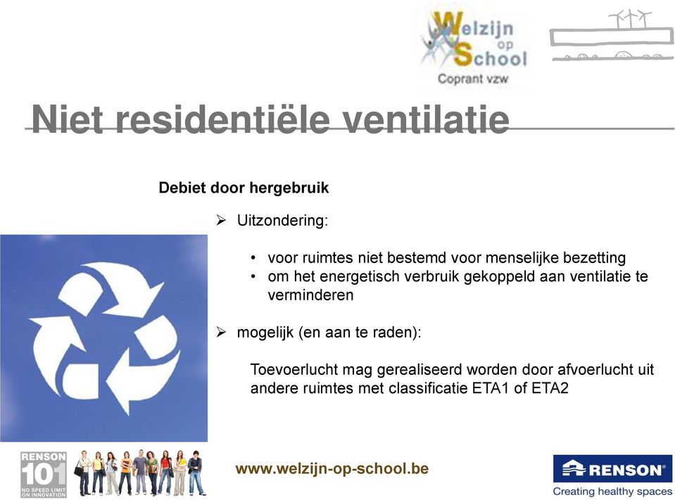 ventilatie te verminderen mogelijk (en aan te raden): Toevoerlucht mag