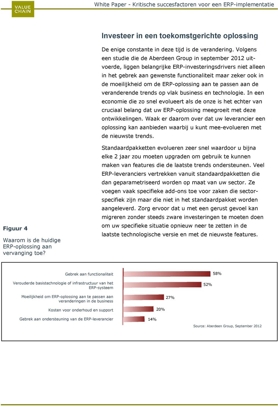 moeilijkheid om de ERP-oplossing aan te passen aan de veranderende trends op vlak business en technologie.