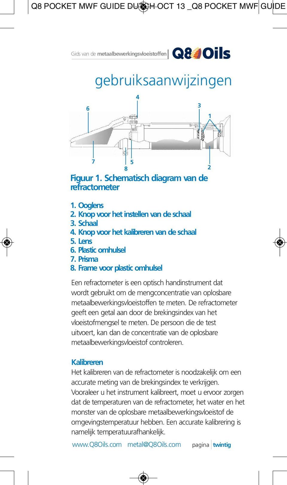 De refractometer geeft een getal aan door de brekingsindex van het vloeistofmengsel te meten.