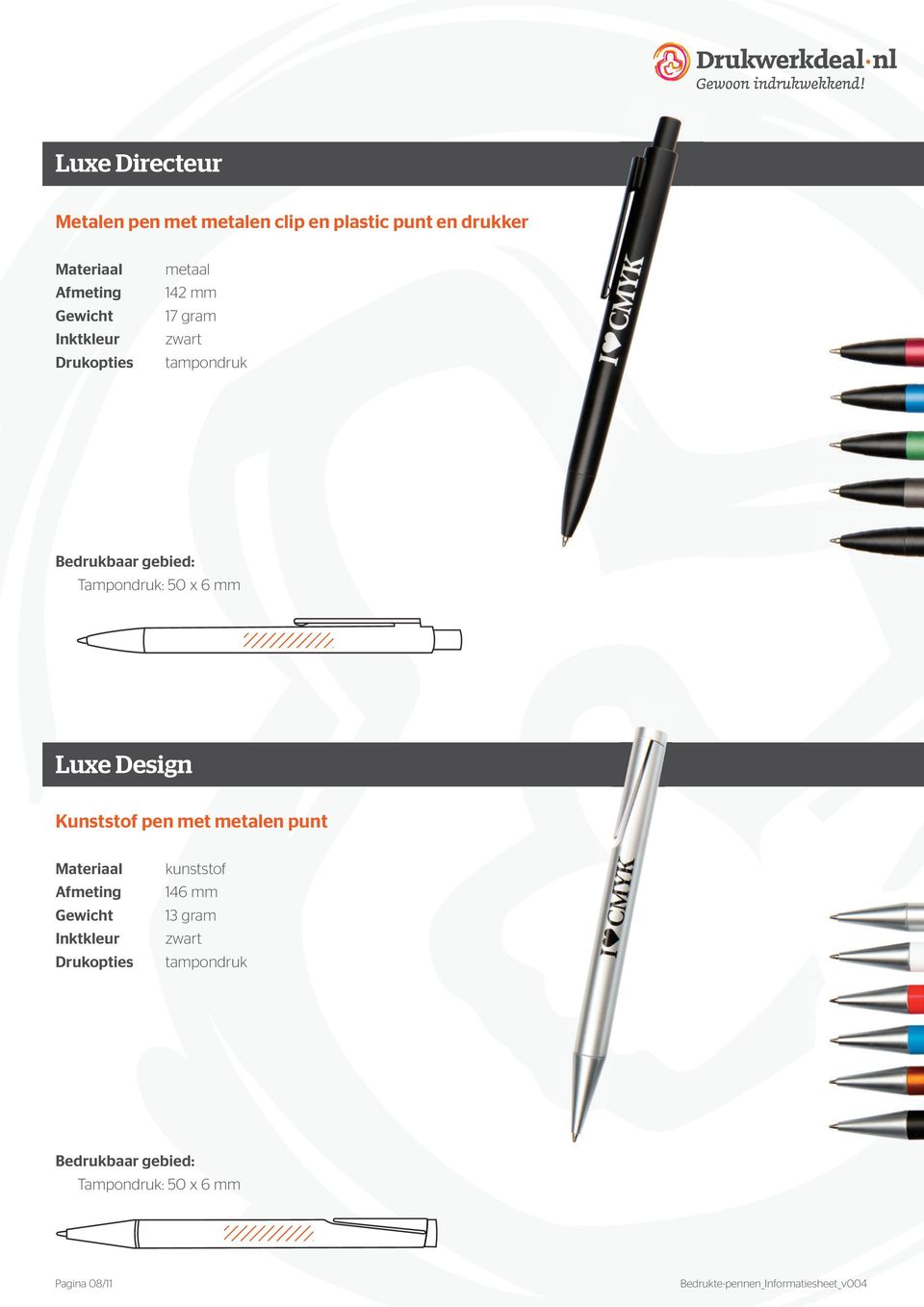 142 mm 17 gram Luxe Design Kunststof pen