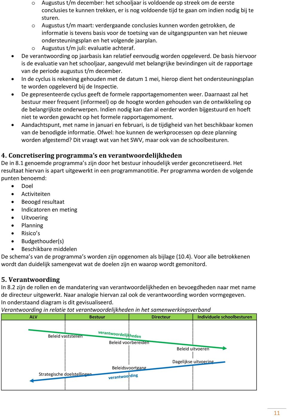 o Augustus t/m juli: evaluatie achteraf. De verantwoording op jaarbasis kan relatief eenvoudig worden opgeleverd.