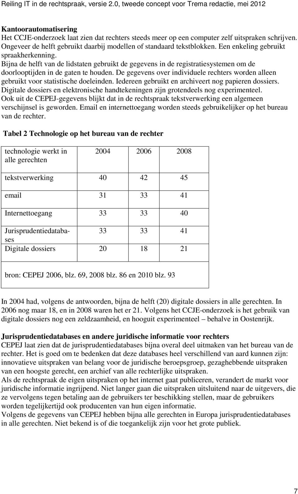 De gegevens over individuele rechters worden alleen gebruikt voor statistische doeleinden. Iedereen gebruikt en archiveert nog papieren dossiers.