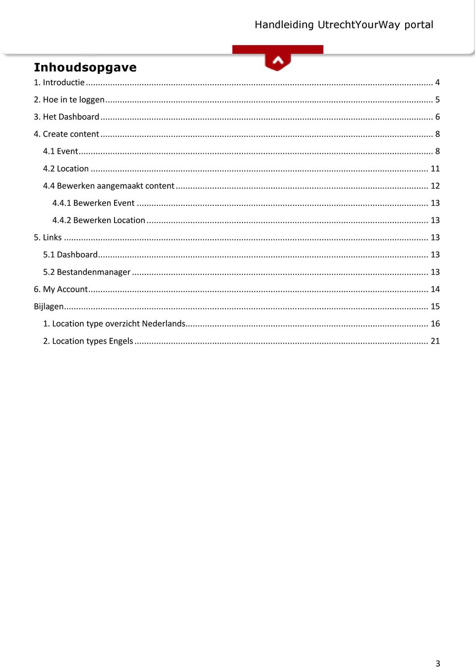 .. 13 4.4.2 Bewerken Location... 13 5. Links... 13 5.1 Dashboard... 13 5.2 Bestandenmanager... 13 6.