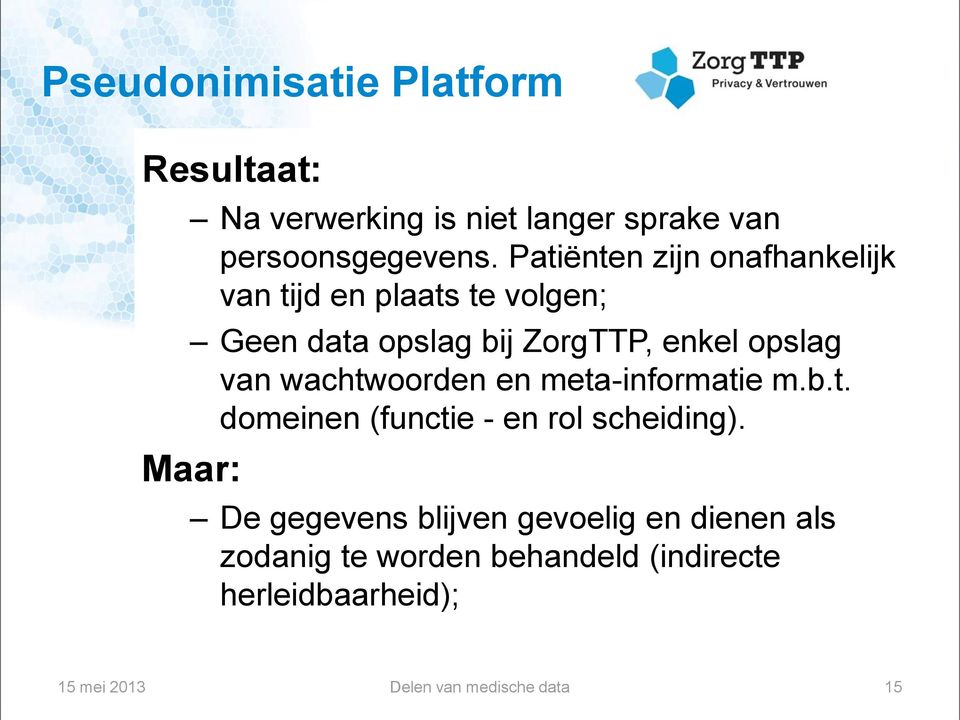 wachtwoorden en meta-informatie m.b.t. domeinen (functie - en rol scheiding).