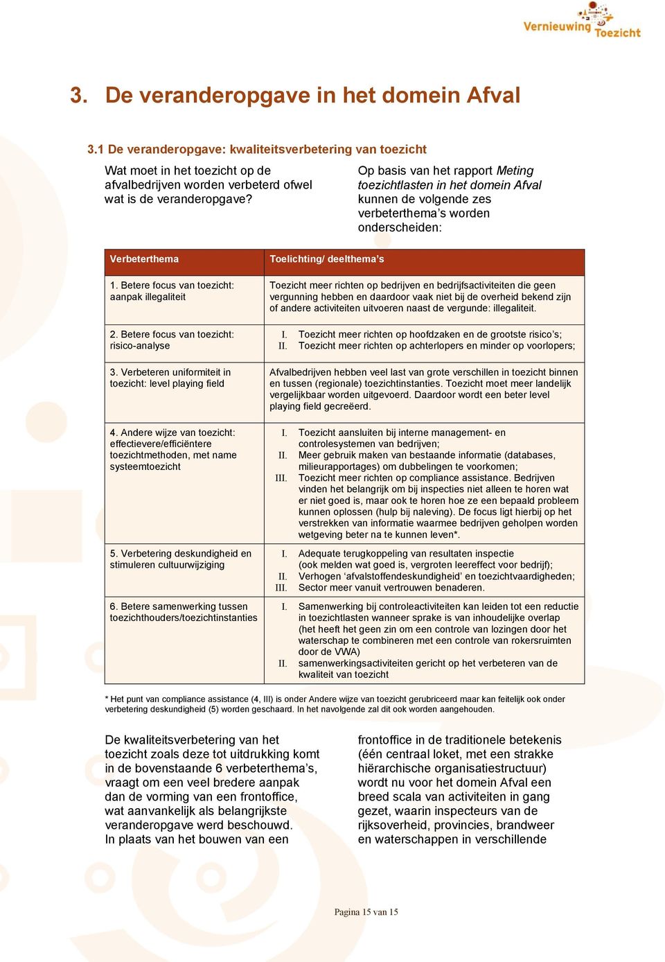 Betere focus van toezicht: risico-analyse 3. Verbeteren uniformiteit in toezicht: level playing field 4.