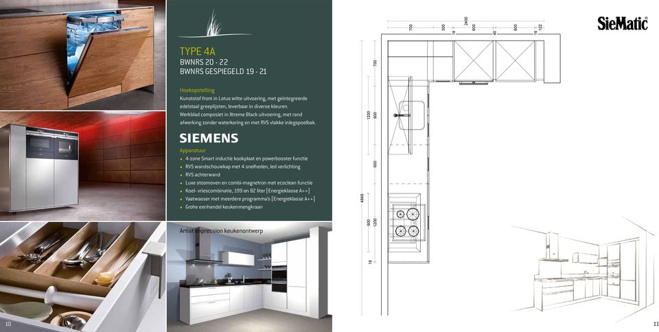 Apparatuur 4-zone Smart inductie kookplaat en powerbooster functie RVS wandschouwkap met 4 snelheden, led verlichting RVS achterwand Luxe stoomoven en