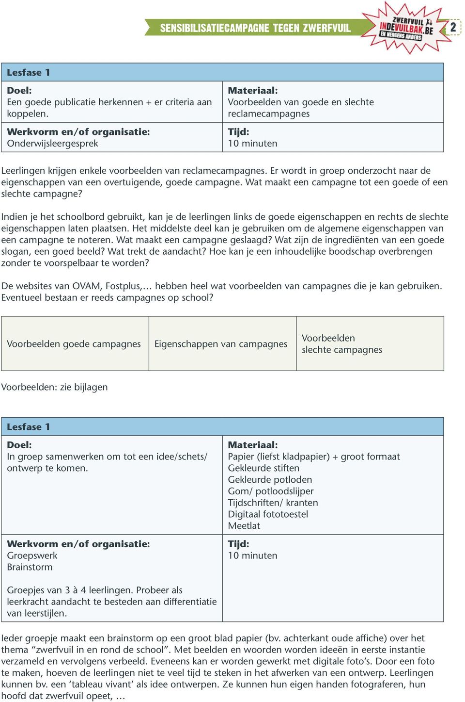 Er wordt in groep onderzocht naar de eigenschappen van een overtuigende, goede campagne. Wat maakt een campagne tot een goede of een slechte campagne?