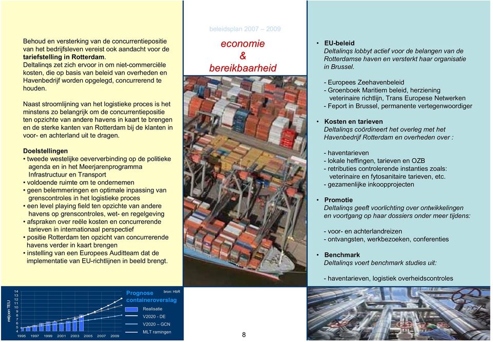 Naast stroomlijning van het logistieke proces is het minstens zo belangrijk om de concurrentiepositie ten opzichte van andere havens in kaart te brengen en de sterke kanten van Rotterdam bij de