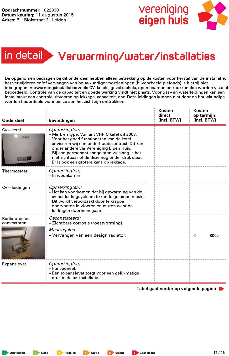 Controle van de capaciteit en goede werking vindt niet plaats. Voor gas en waterleidingen kan een installateur een controle uitvoeren op lekkage, capaciteit, enz.