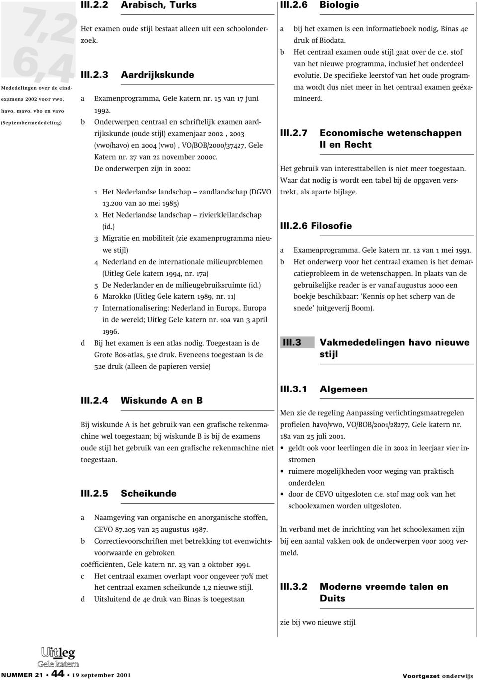 De onderwerpen zijn in 2002: 1 Het Nederlndse lndschp zndlndschp (DGVO 13.200 vn 20 mei 1985) 2 Het Nederlndse lndschp rivierkleilndschp (id.