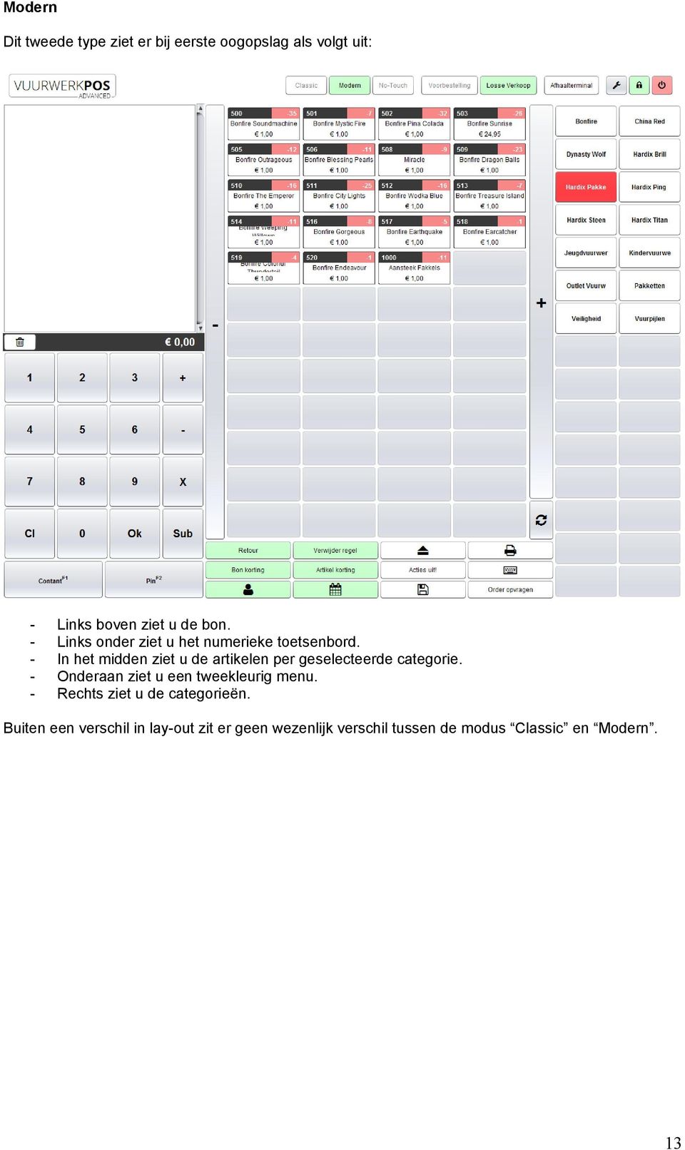 In het midden ziet u de artikelen per geselecteerde categorie.