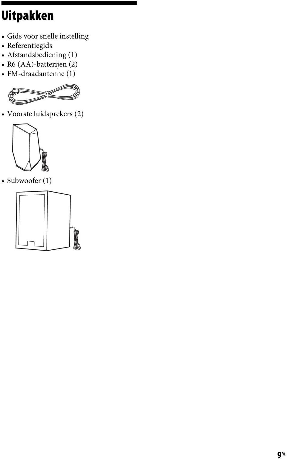 (AA)-batterijen (2) FM-draadantenne (1)