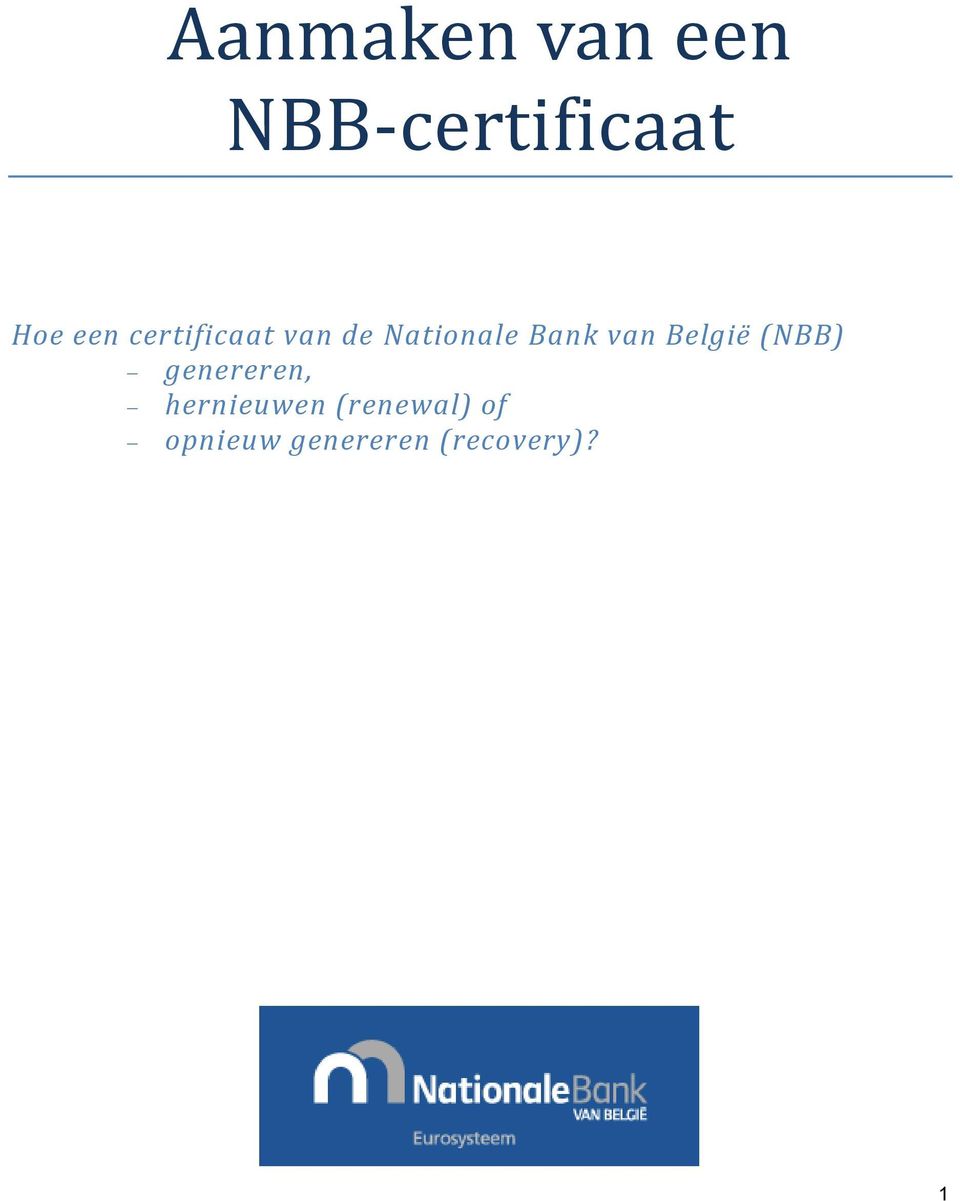 van België (NBB) genereren, hernieuwen