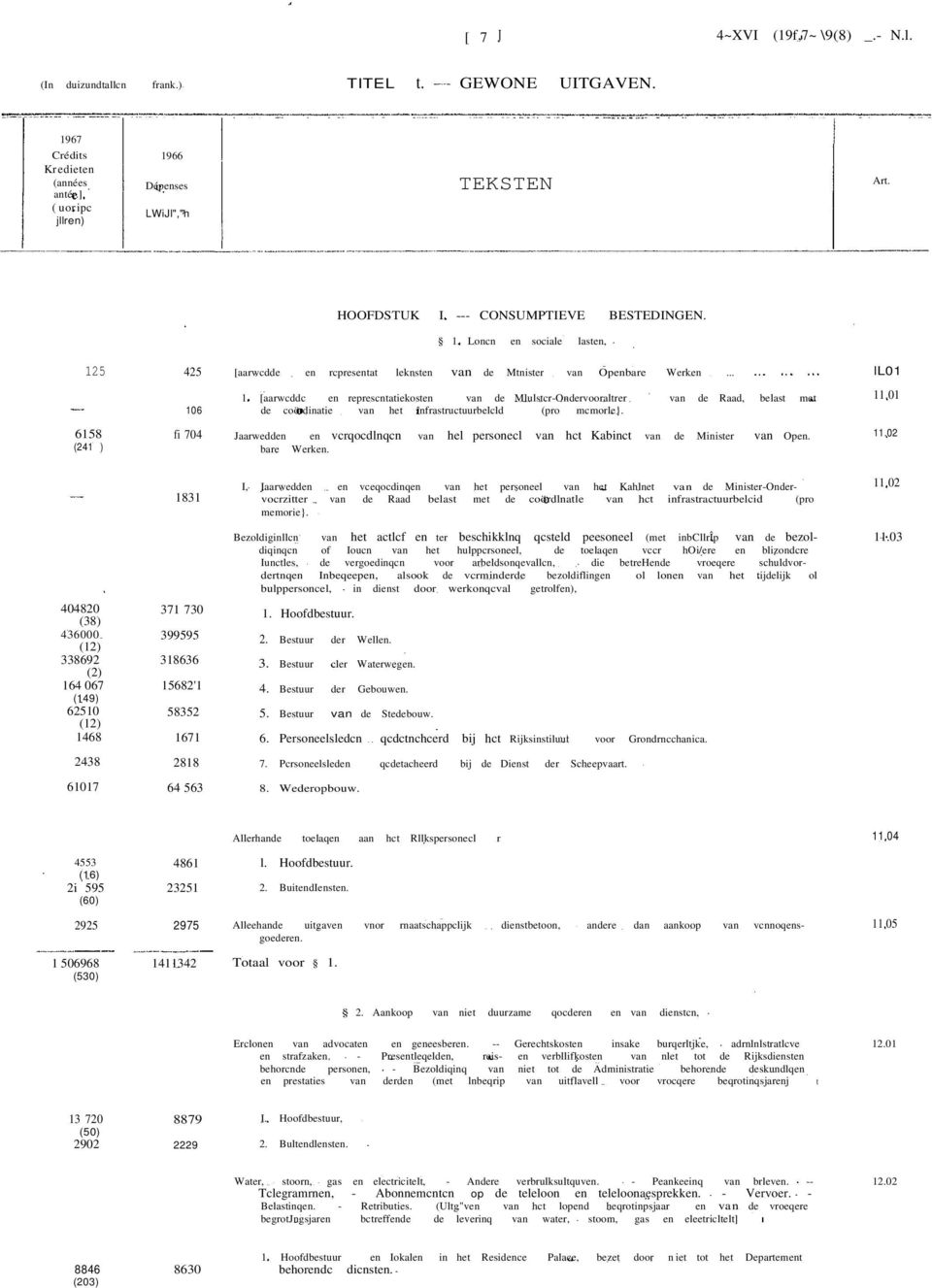 [aarwcddc en represcntatiekosten van de Mlulstcr-Ondervooraltrer van de Raad, belast met de coördinatie van het înfrastructuurbelcld (pro mcmorle}.