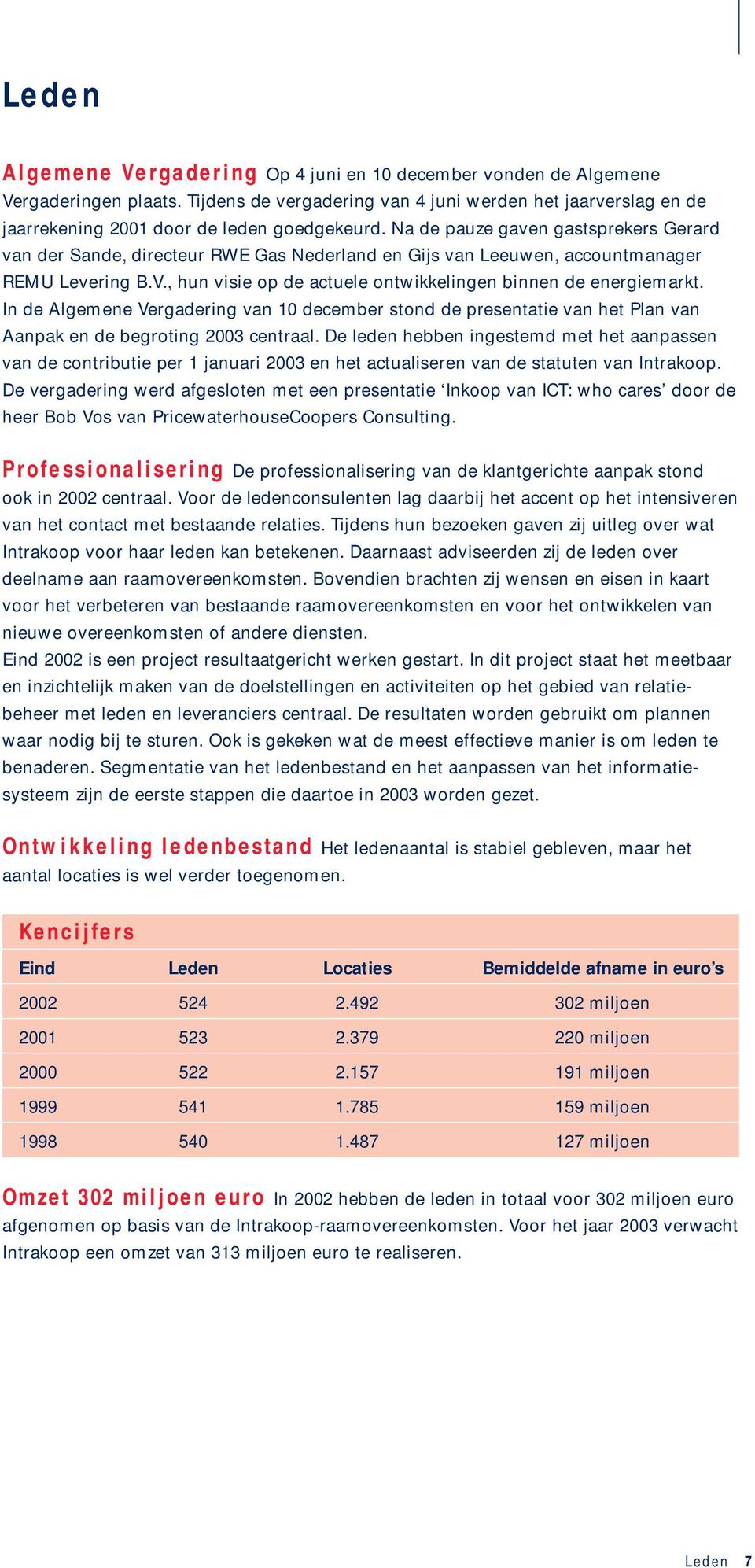 In de Algemene Vergadering van 10 december stond de presentatie van het Plan van Aanpak en de begroting 2003 centraal.