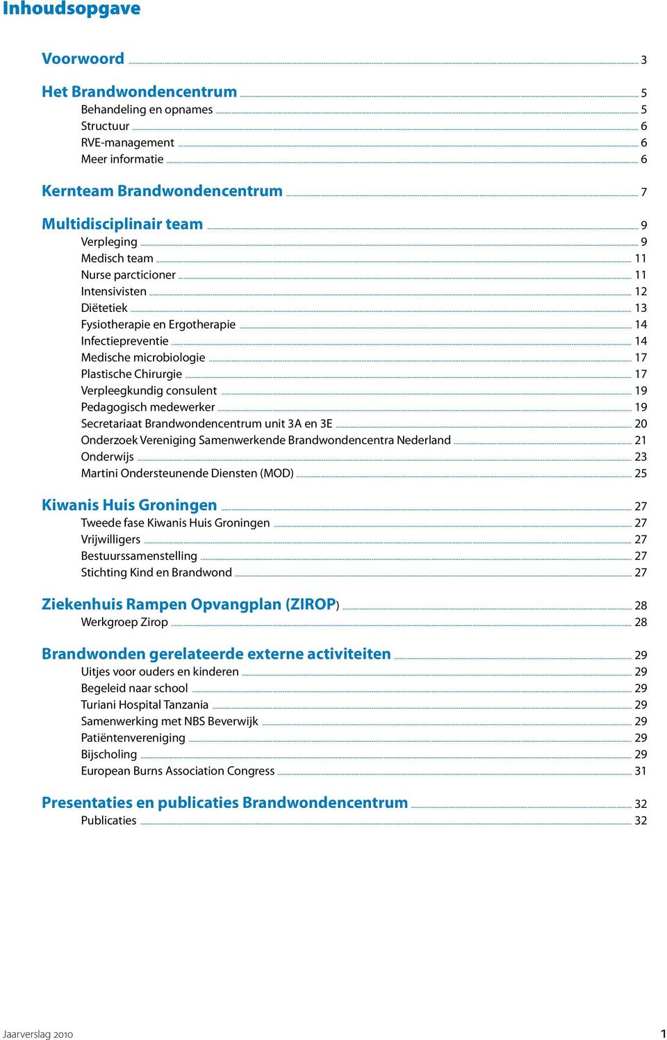 .. 17 Plastische Chirurgie... 17 Verpleegkundig consulent... 19 Pedagogisch medewerker... 19 Secretariaat Brandwondencentrum unit 3A en 3E.