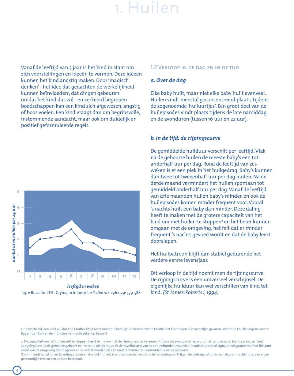 of boos voelen. Een kind vraagt dan om begripsvolle, instemmende aandacht, maar ook om duidelijk en positief geformuleerde regels. 1.2 Verloop in de dag en in de tijd a.