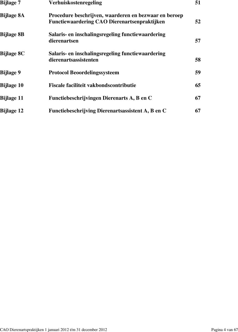 dierenartsassistenten 58 Bijlage 9 Protocol Beoordelingssysteem 59 Bijlage 10 Fiscale faciliteit vakbondscontributie 65 Bijlage 11