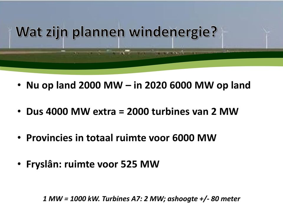 totaal ruimte voor 6000 MW Fryslân: ruimte voor 525