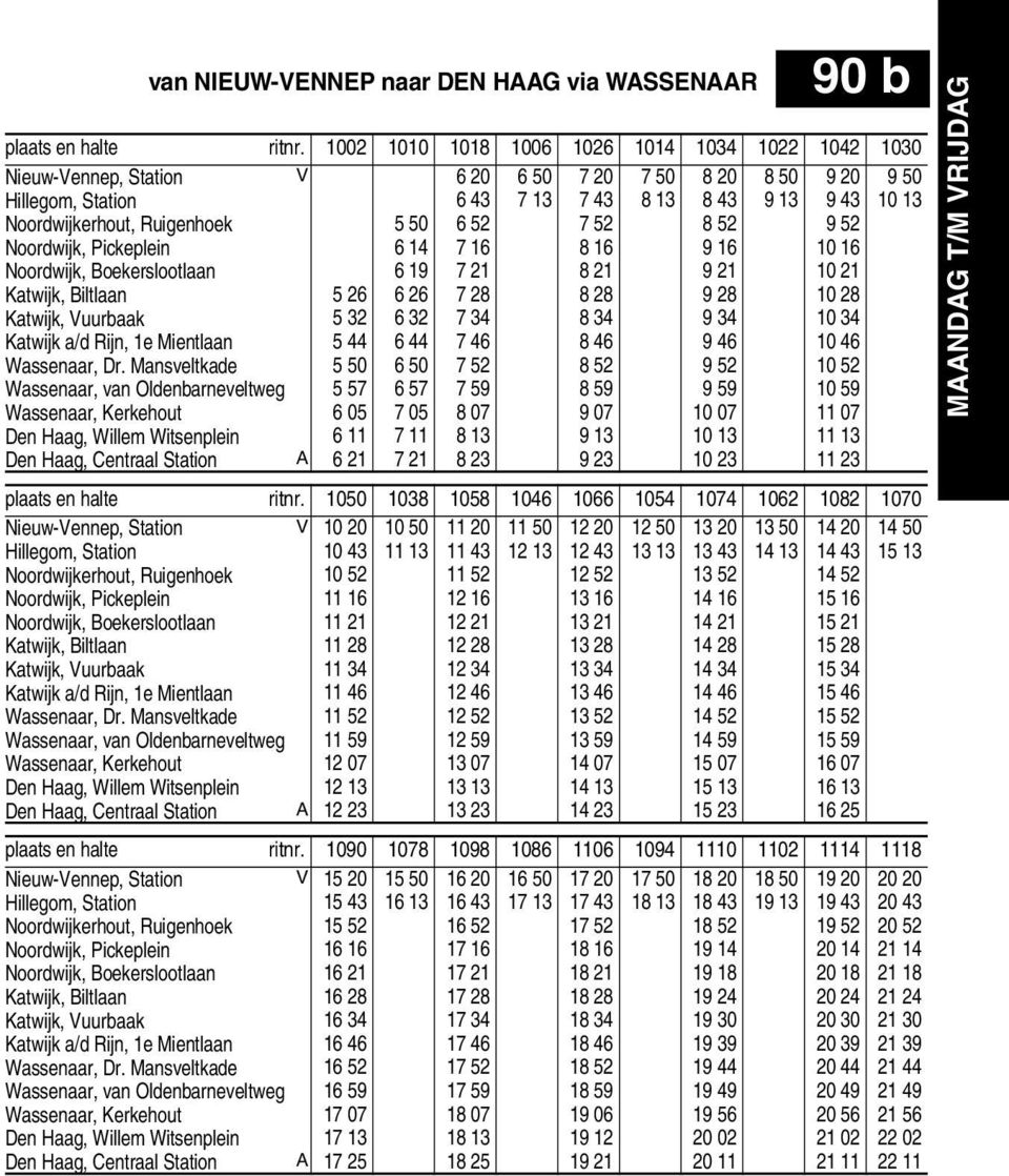 Noordwijk, Pickeplein 6 4 7 6 8 6 9 6 0 6 Noordwijk, Boekerslootlaan 6 9 7 8 9 0 Katwijk, Biltlaan 5 6 6 6 7 8 8 8 9 8 0 8 Katwijk, Vuurbaak 5 3 6 3 7 34 8 34 9 34 0 34 Katwijk a/d Rijn, e Mientlaan