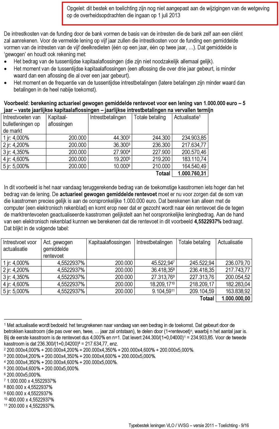 Dat gemiddelde is gewogen en houdt ook rekening met: Het bedrag van de tussentijdse kapitaalaflossingen (die zijn niet noodzakelijk allemaal gelijk).