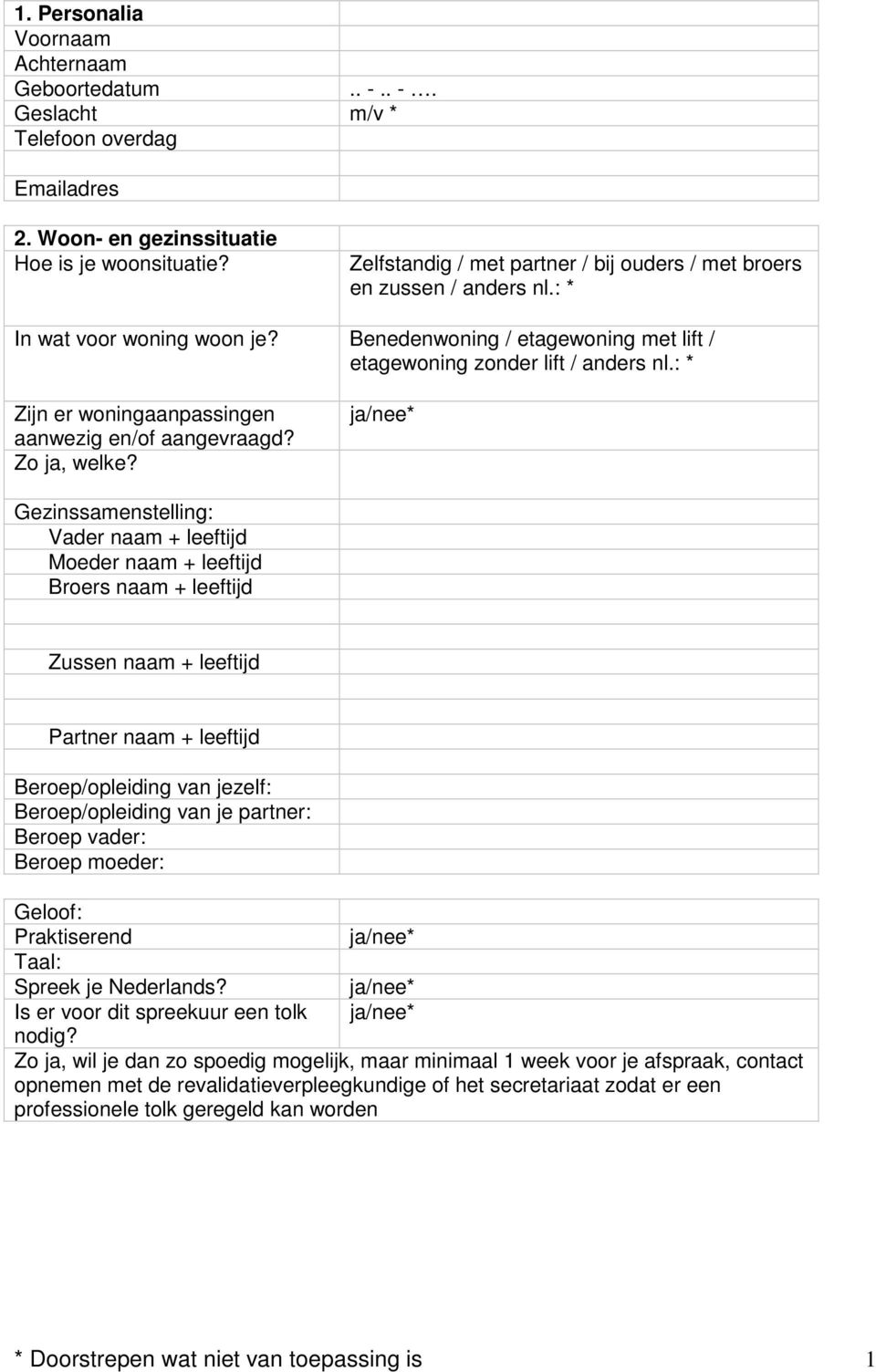 : * Zijn er woningaanpassingen aanwezig en/of aangevraagd? Zo ja, welke?