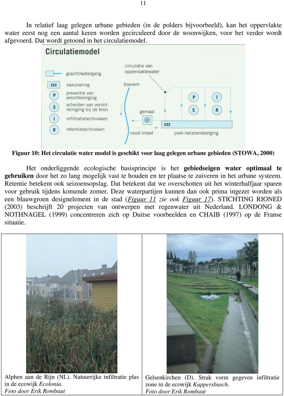 Figuur 10: Het circulatie water model is geschikt voor laag gelegen urbane gebieden (STOWA, 2000) Het onderliggende ecologische basisprincipe is het gebiedseigen water optimaal te gebruiken door het