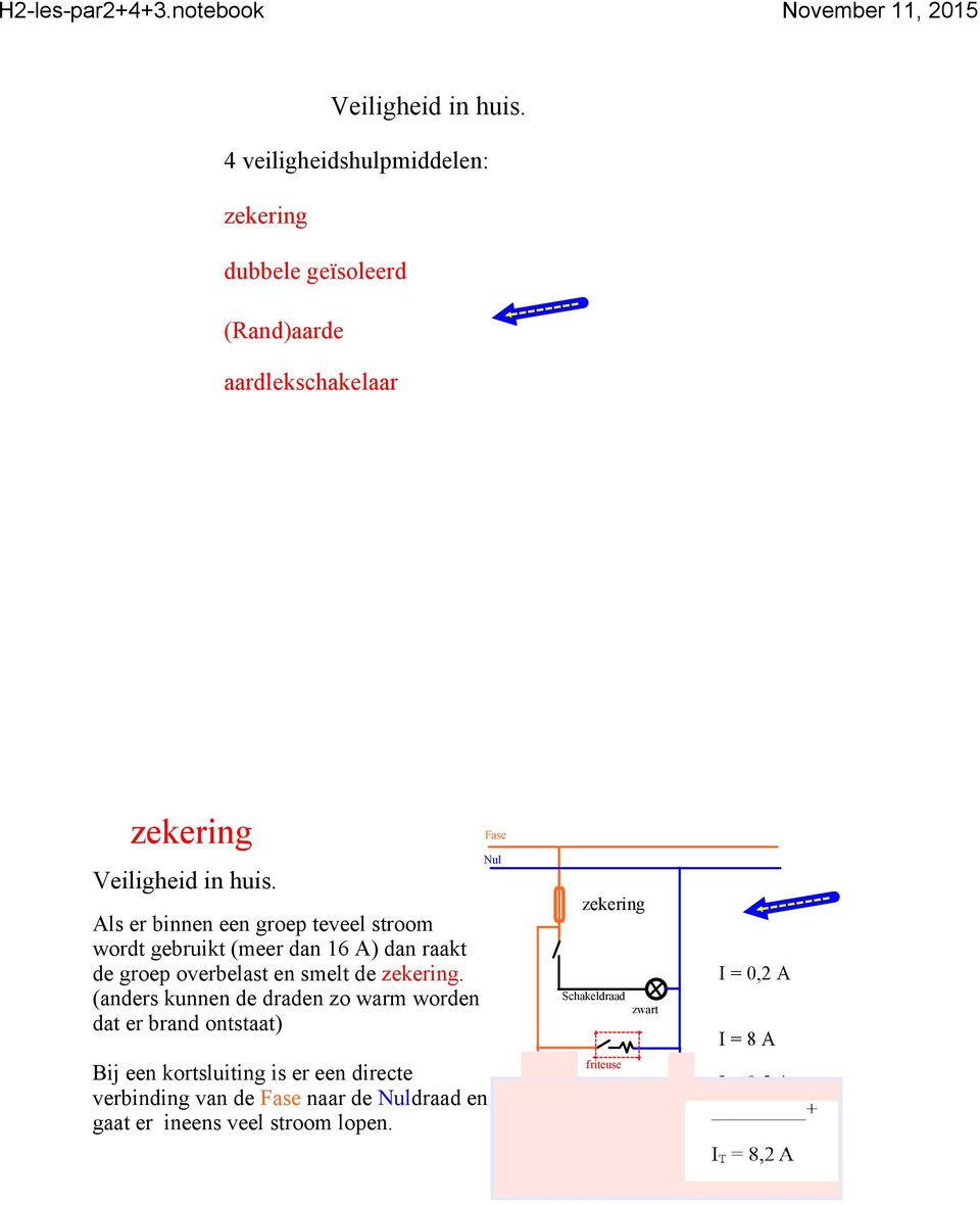 (anders kunnen de draden zo warm worden dat er brand ontstaat) Bij een kortsluiting is er een directe verbinding van de Fase naar de