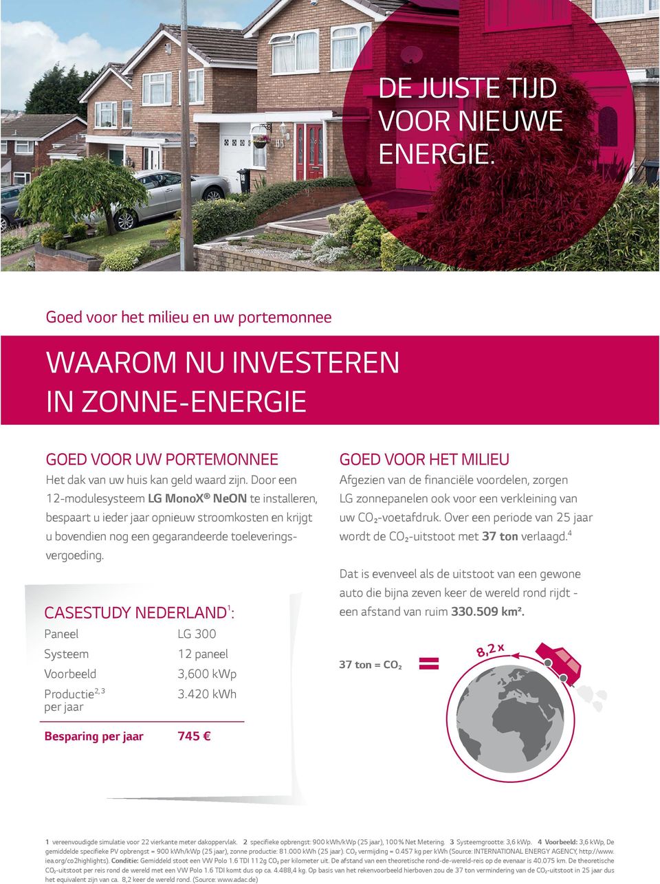 CASESTUDY NEDERLAND 1 : Paneel LG 300 Systeem 12 paneel Voorbeeld 3,600 kwp Productie 2, 3 per jaar 3.