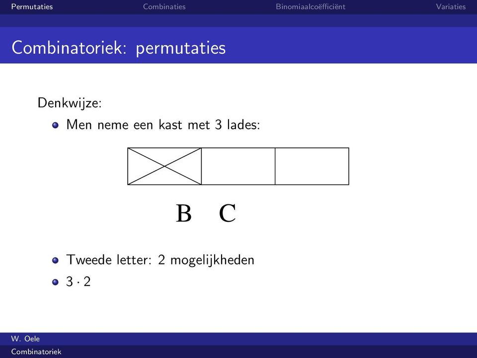 kast met 3 lades: B C