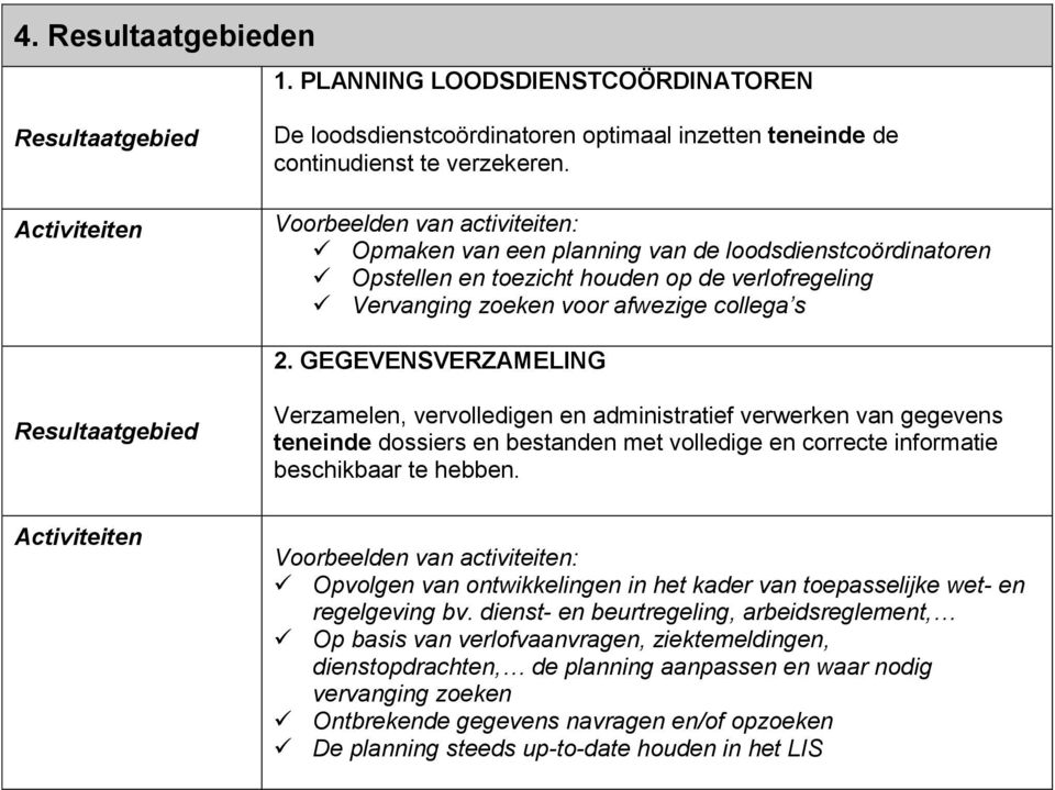 GEGEVENSVERZAMELING Verzamelen, vervolledigen en administratief verwerken van gegevens teneinde dossiers en bestanden met volledige en correcte informatie beschikbaar te hebben.