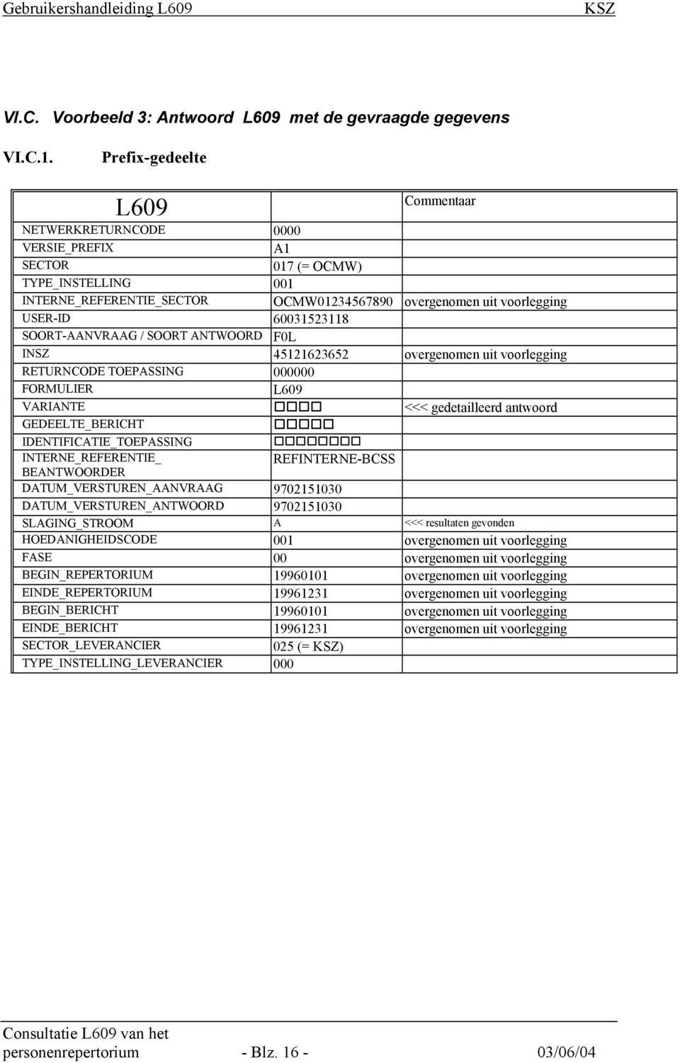 SOORT-AANVRAAG / SOORT ANTWOORD F0L INSZ 45121623652 overgenomen uit voorlegging RETURNCODE TOEPASSING 000000 FORMULIER VARIANTE <<< gedetailleerd antwoord GEDEELTE_BERICHT IDENTIFICATIE_TOEPASSING