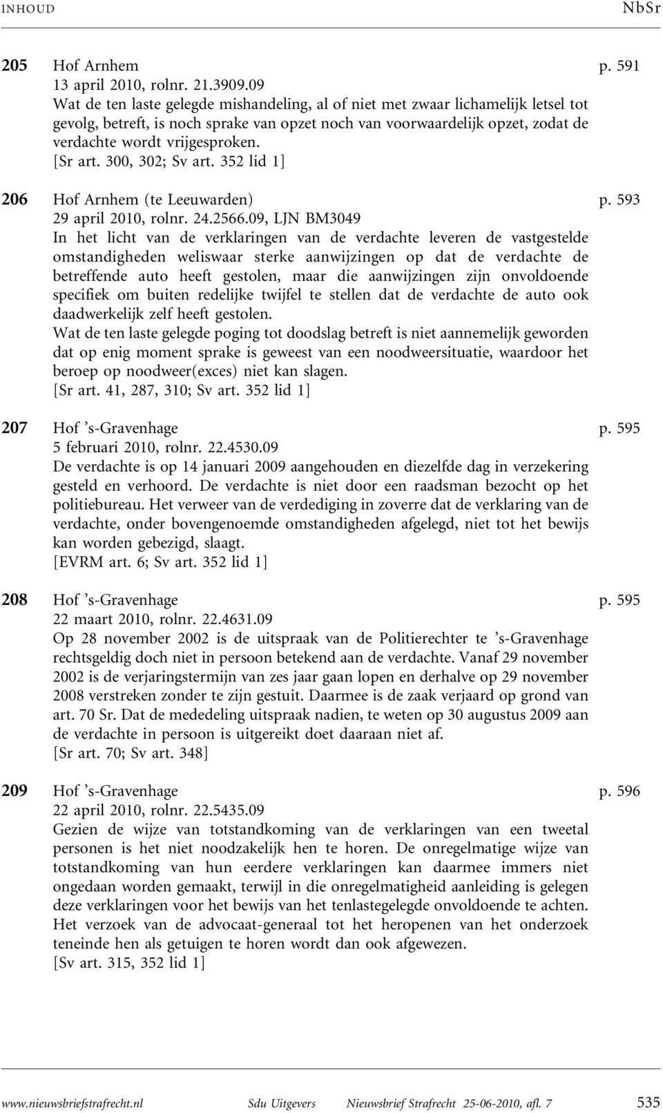 [Sr art. 300, 302; Sv art. 352 lid 1] 206 Hof Arnhem (te Leeuwarden) 29 april 2010, rolnr. 24.2566.
