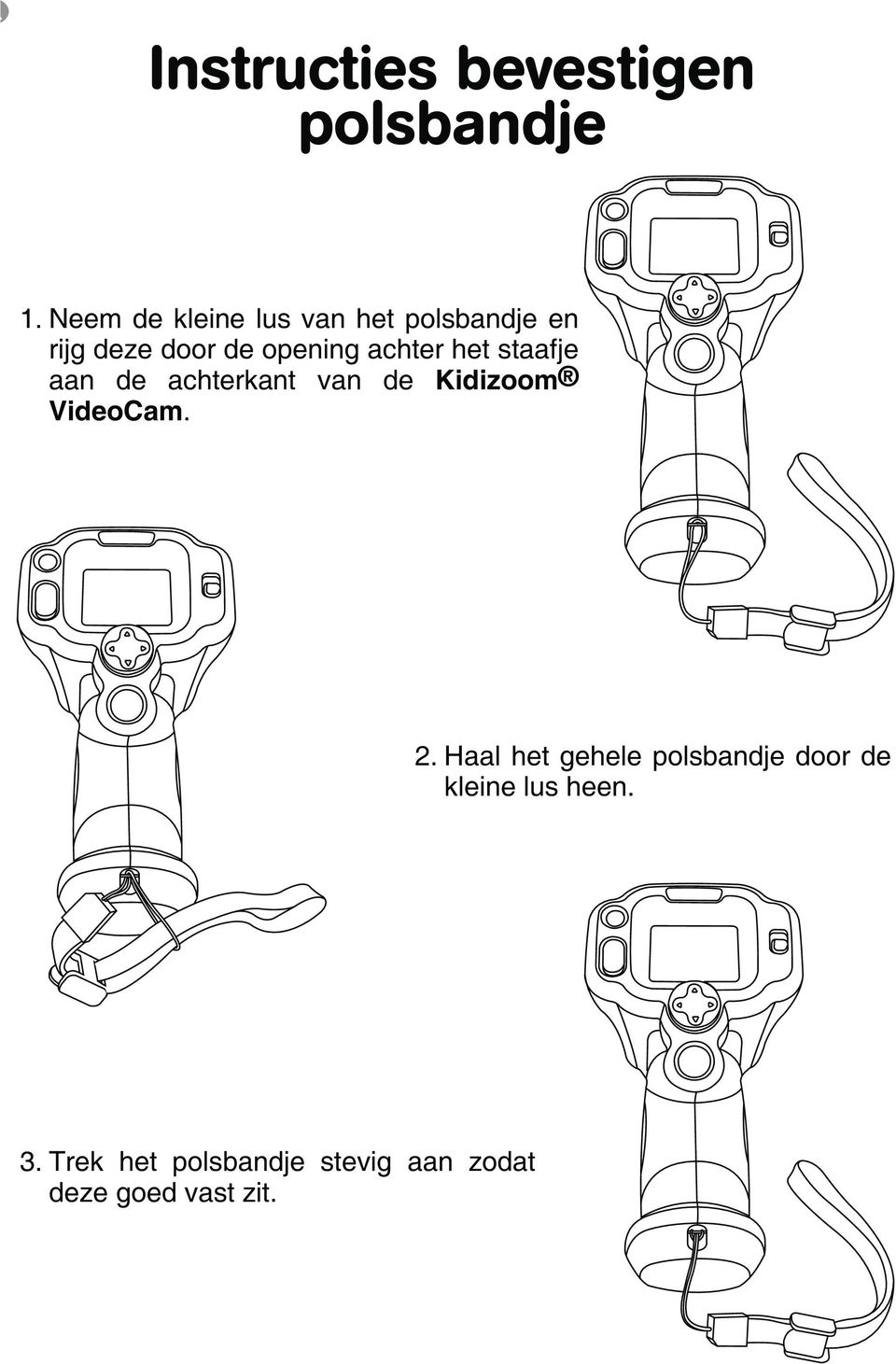 achter het staafje aan de achterkant van de Kidizoom VideoCam. 2.