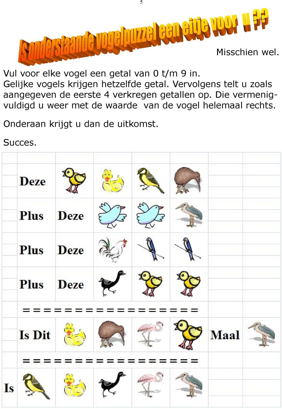 Vervolgens telt u zoals aangegeven de eerste 4 verkregen getallen op.