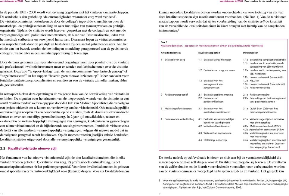 De visitatiecommissies bestuderen de door de collega s ingevulde vragenlijsten over de maatschaps- en praktijksamenstelling en over hun wijze van (samen)werken en praktijkorganisatie.