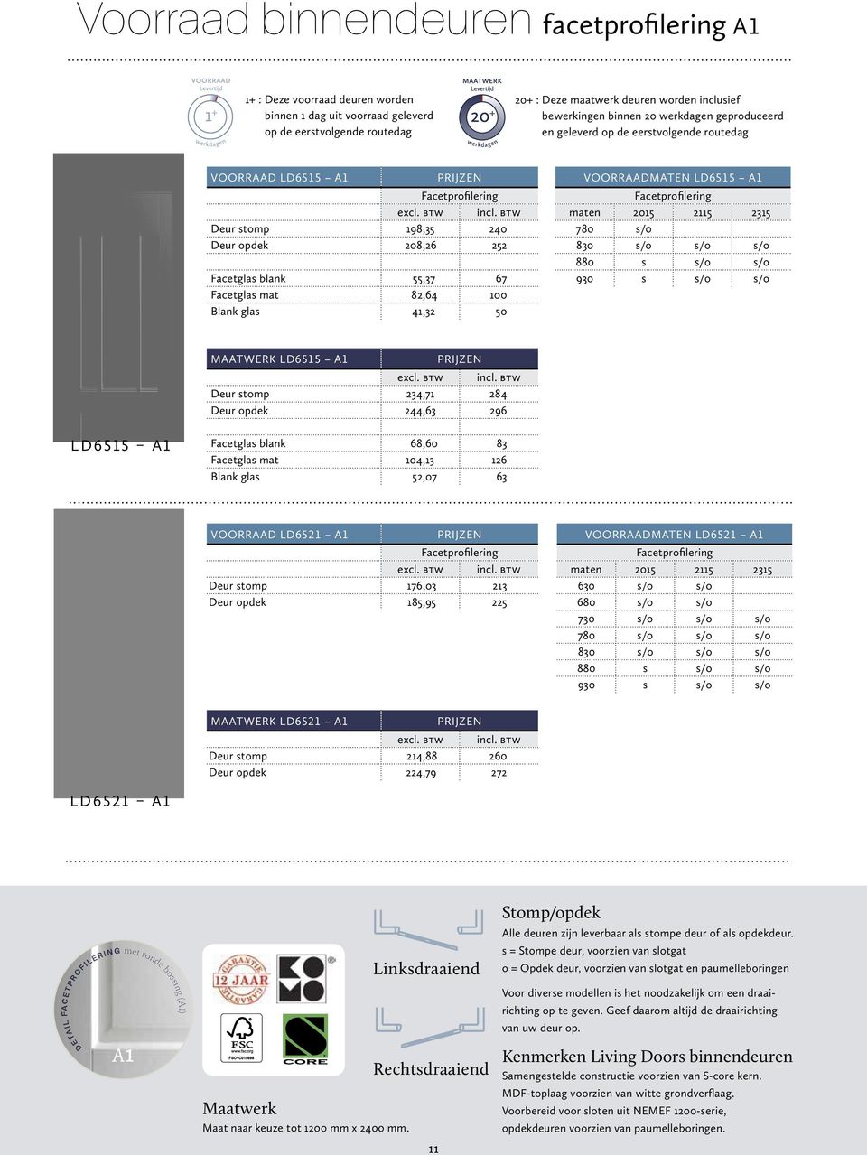 234,71 284 Deur opdek 244,63 296 LD6515 A1 Facetglas blank 68,60 83 Facetglas mat 104,13 126 Blank glas 52,07 63 VOORRAAD LD6521 A1 Deur stomp 176,03 213 Deur opdek 185,95 225 VOORRAADMATEN LD6521 A1