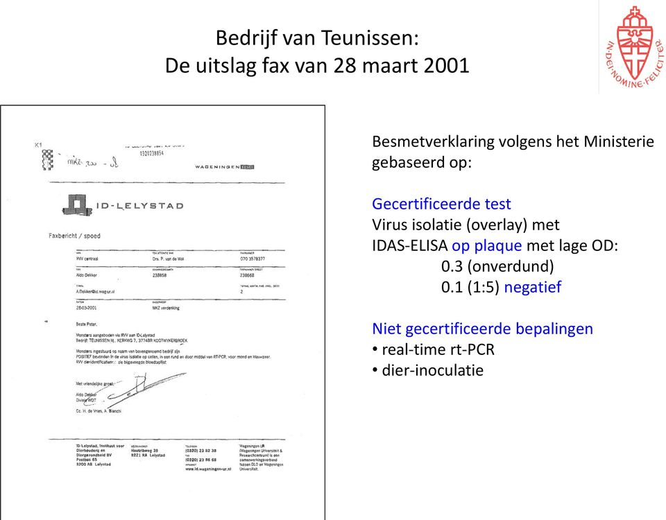 (overlay) met IDAS-ELISA op plaque met lage OD: 0.3 (onverdund) 0.