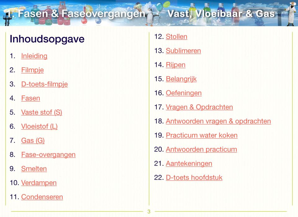 Sublimeren 14. Rijpen 15. Belangrijk 16. Oefeningen 17. Vragen & Opdrachten 18.