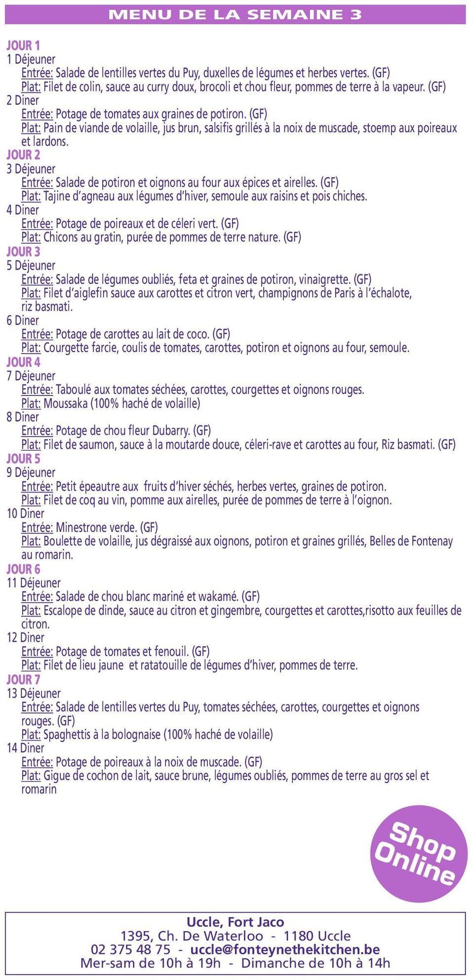 (GF) Plat: Pain de viande de volaille, jus brun, salsifis grillés à la noix de muscade, stoemp aux poireaux et lardons.